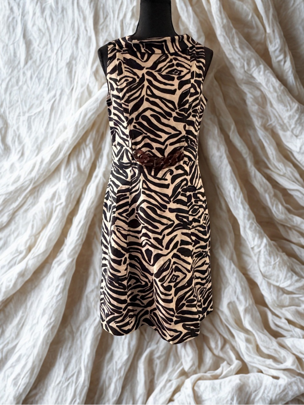 Eliza J Black and Cream Zebra Midi Dress